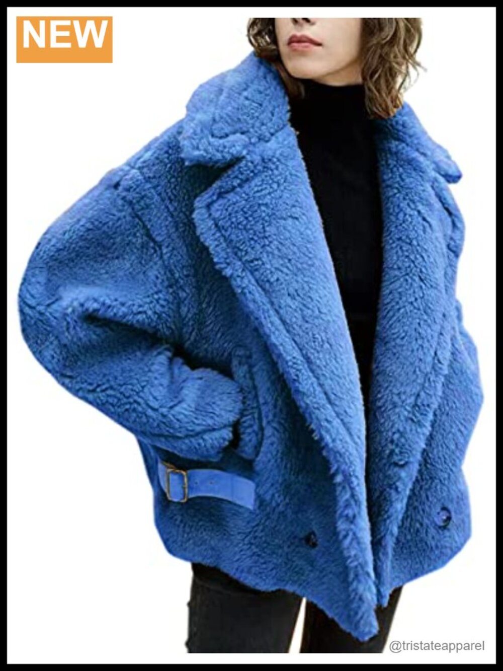 Wool Teddy Coat Oversized Shearing Motorcycle Winter Warm Fuzzy Faux Fur Jacket